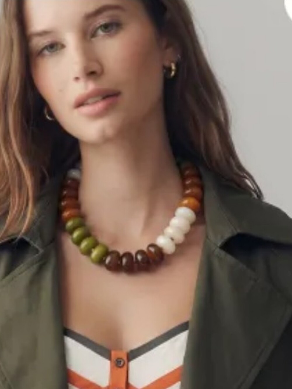 New! Multi Color Resin Bead Choker Necklace Earth Tone Boho • NWOT